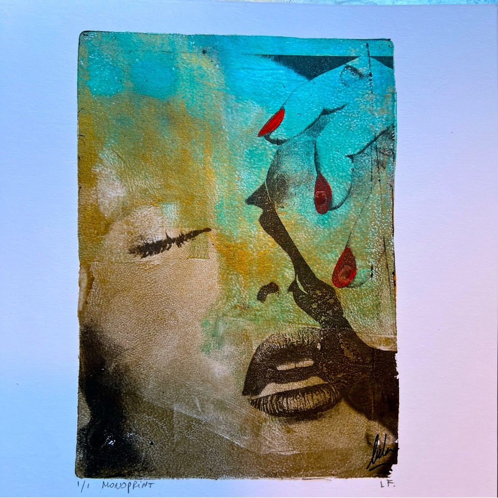 #420 small monoprint 8x8